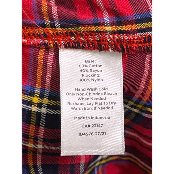 Talbots Red Plaid Polka Dot Button Front Shirt Small Cotton Rayon Blend Holiday - Picture 6 of 8